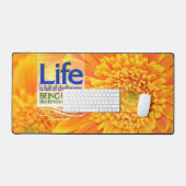 "Life challenges & Happiness" Inspirerend Quote Bureaumat (Keyboard & Muis)