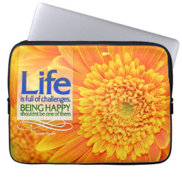 "Life challenges & Happiness" Inspirerend Quote Laptop Sleeve