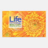 "Life challenges & Happiness" Inspirerend Quote Rechthoekige Sticker (Voorkant)