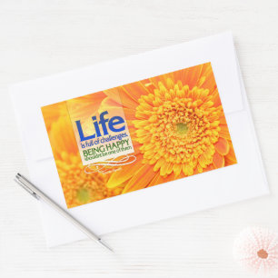 "Life challenges & Happiness" Inspirerend Quote Rechthoekige Sticker