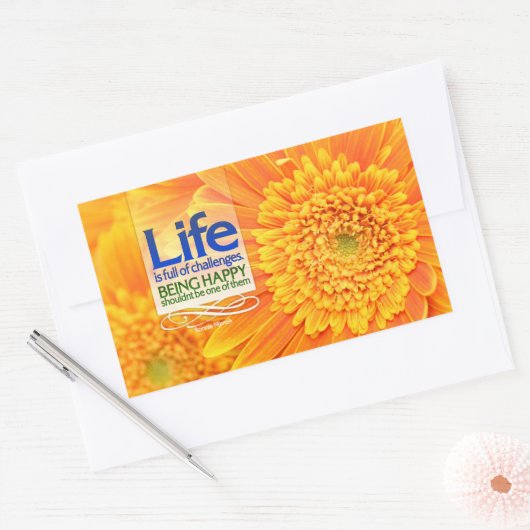 "Life challenges & Happiness" Inspirerend Quote Rechthoekige Sticker (Envelop)