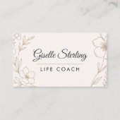 Life Coach Botanische Bloemen Blush en Zwart Visitekaartje (Voorkant)