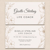 Life Coach Botanische Bloemen Blush en Zwart Visitekaartje