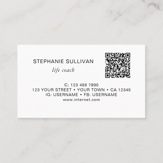 Life Coach Botanische QR Code Visitekaartje (Achterkant)