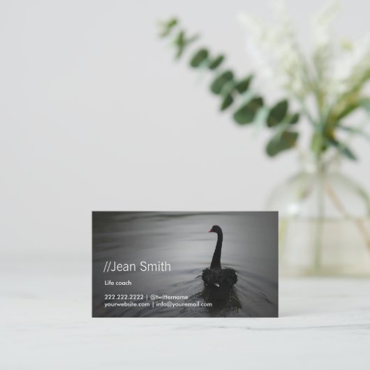 Life Coach Counselor Elegant Black Swan Visitekaartje (Staand voorkant)