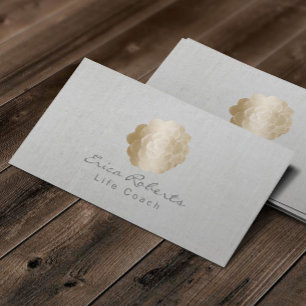 Life Coach Counselor Gold Succulent Classy Linnen Visitekaartje