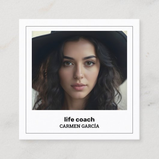 Life Coach Custom Foto QR Vierkante Visitekaartje (Voorkant)