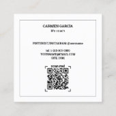 Life Coach Custom Foto QR Vierkante Visitekaartje (Achterkant)