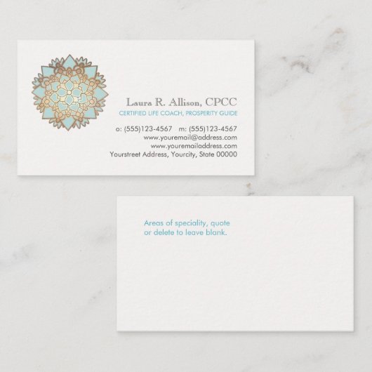 Life Coach en integratieve geneeskunde Visitekaartje (Voorkant / Achterkant)