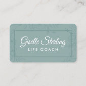Life Coach Green Teal Floral Visitekaartje (Voorkant)