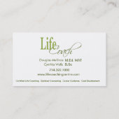 Life Coach I Persoonlijke doelen Spiritueel advies Visitekaartje (Achterkant)