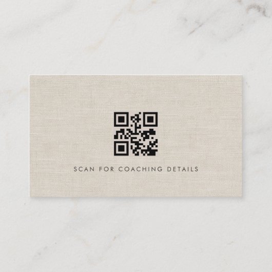 Life Coach Linen Photo QR Code Visitekaartje (Achterkant)