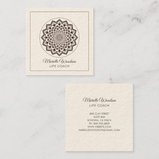 Life Coach Mandala Vierkante Visitekaartje (Voorkant / Achterkant)