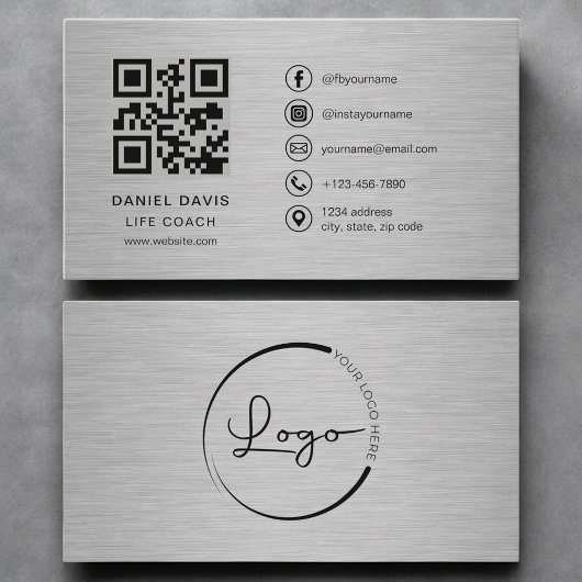 Life Coach Metalen QR-code Visitekaartje