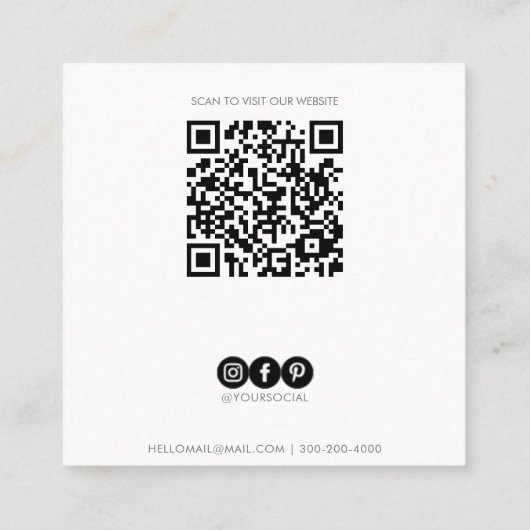 Life Coach Minimalist Blauw Wit QR Code Vierkante Visitekaartje (Achterkant)