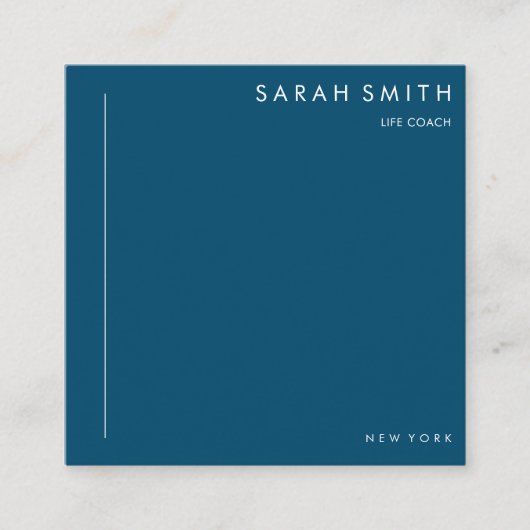 Life Coach Minimalist Blauw Wit QR Code Vierkante Visitekaartje (Voorkant)