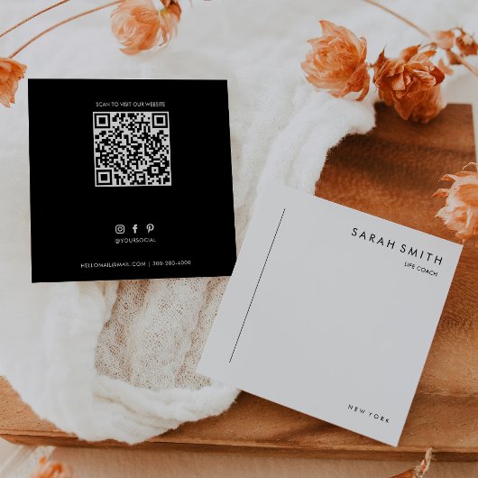 Life Coach Minimalist Zwart Wit QR Code Vierkante Visitekaartje