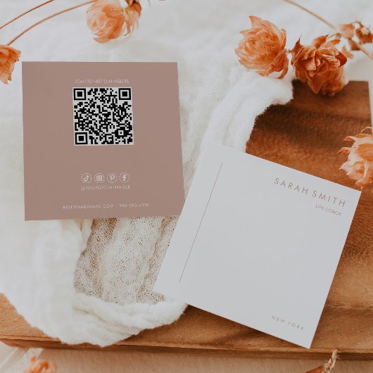 Life Coach Minimalistische Blush Wit QR Code Vierkante Visitekaartje