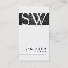 Life Coach Personal Services Monogram Zwart Damask Visitekaartje