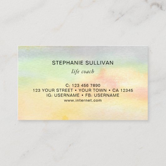 Life Coach QR Code Botanische Waterverf Visitekaartje (Achterkant)