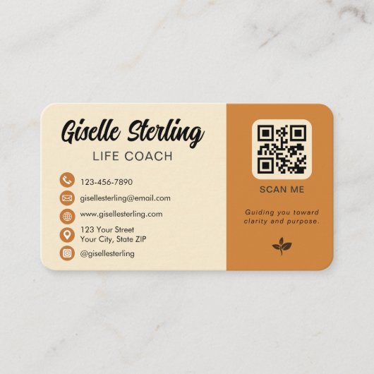 Life Coach QR Code Photo Visitekaartje (Voorkant)