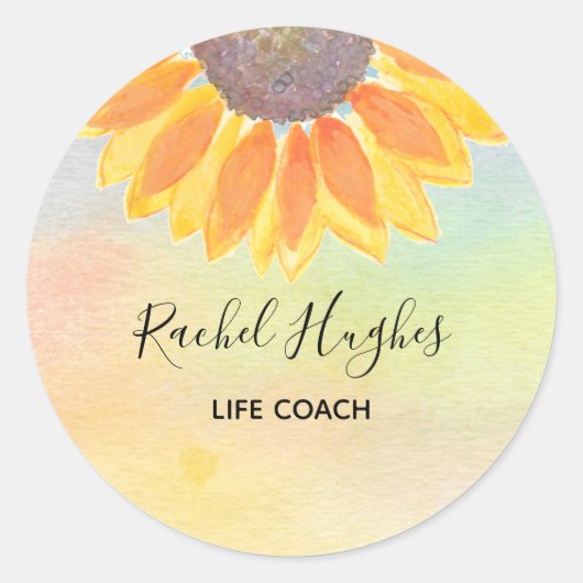 Life Coach Sunflower Colorful Ronde Sticker (Voorkant)