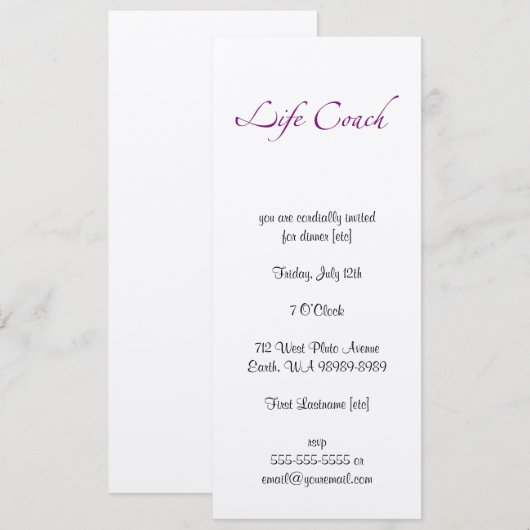 Life Coach Text Swash Kaart (Voorkant / Achterkant)