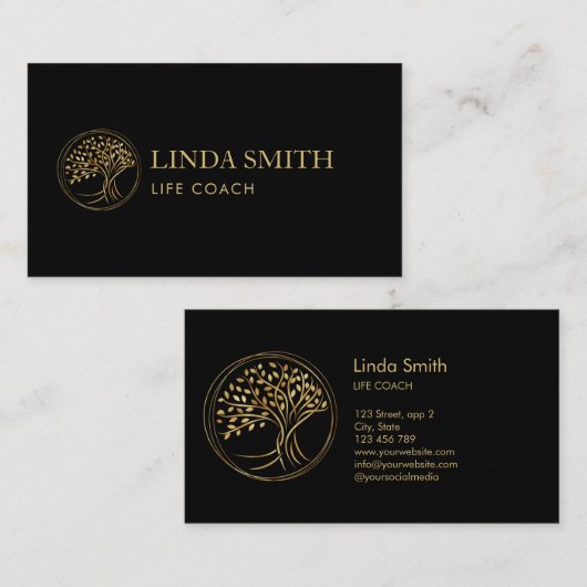 Life Coach Therapist Spa Wellness Cosmetics Tree B Visitekaartje (Voorkant / Achterkant)