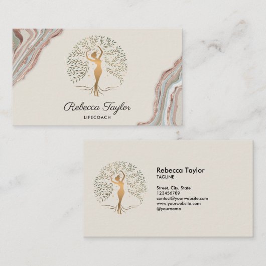 life coach tree of life therapeut genezer wellness visitekaartje (Voorkant / Achterkant)