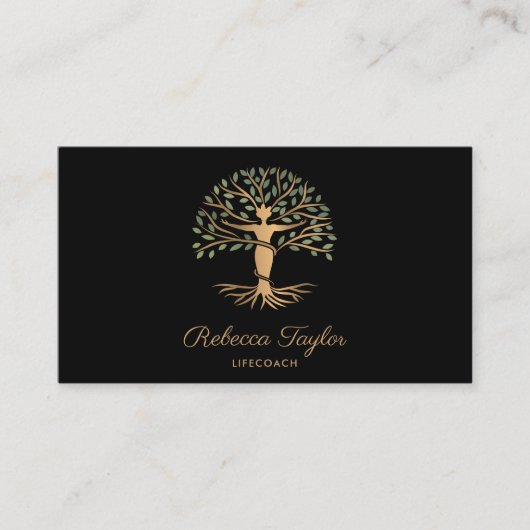life coach tree of life therapeut yoga genezer bus visitekaartje (Voorkant)
