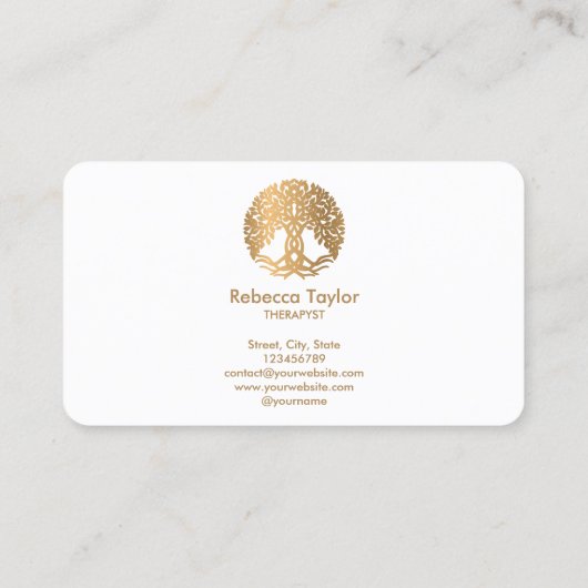 life coach tree of life therapeut yoga genezer bus visitekaartje (Achterkant)
