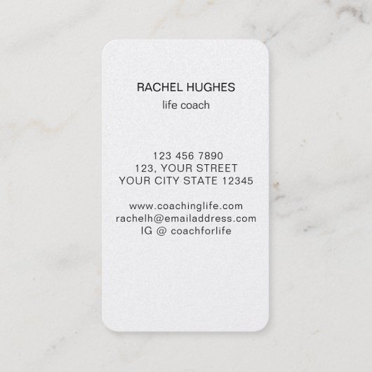 Life Coach Visitekaartje (Achterkant)