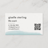 Life Coach Waterverf Aqua Blue Brush QR Code Visitekaartje (Achterkant)