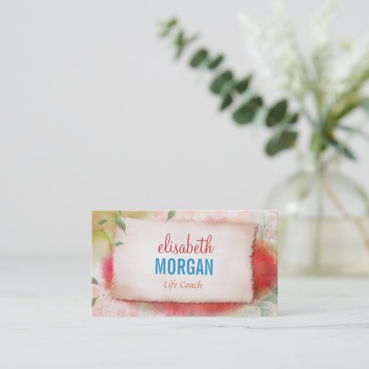 Life Coach - Waterverf in de kunstnijverheid Flora Visitekaartje (Staand voorkant)