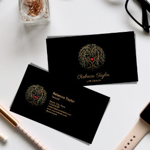 Life Coach Willow Tree of Life Heart Hands Visitekaartje