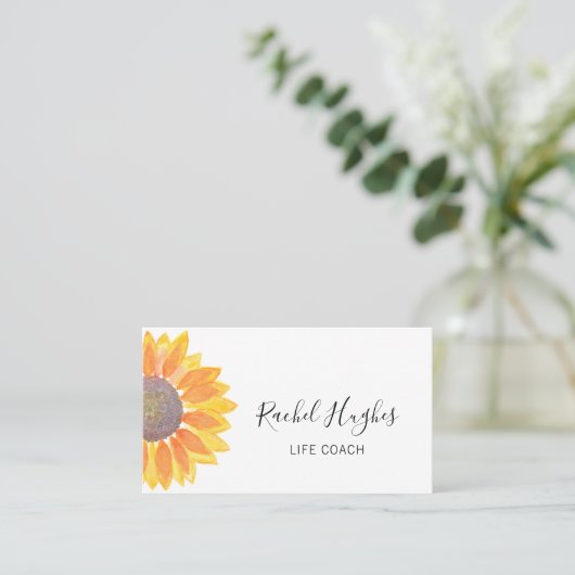 Life Coach Yellow Sunflower Visitekaartje (Staand voorkant)