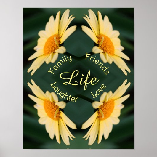 Life Daisy Flower Abstract Inspirerend Words Poster (Voorkant)