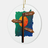 Life Direction Road Sign Keramisch Ornament (Links)