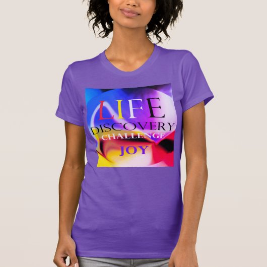 "Life Discovery Challenge" Blue Red Yellow Magenta T-shirt (Voorkant)