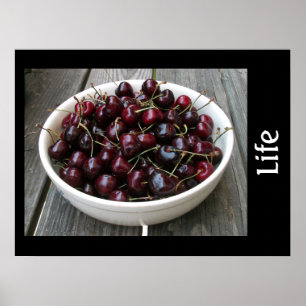 Life en een Bowl van Cherries Print