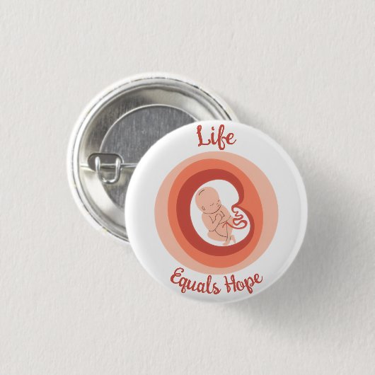 Life Equals Hope – Pro-Life Awareness Ronde Button 3,2 Cm (Voorkant /achterkant)