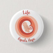 Life Equals Hope – Pro-Life Awareness Ronde Button 3,2 Cm (Voorkant)