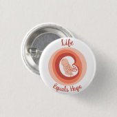 Life Equals Hope Pro-Life / March For Life Button (Voorkant /achterkant)