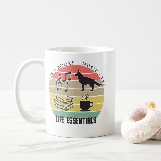 Life Essentials Hogs, Tea, Books, Music Koffiemok (Met donut)