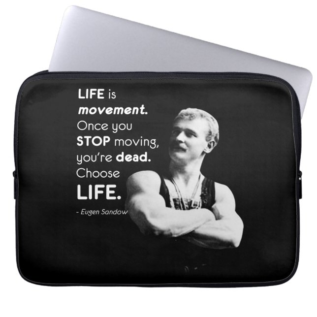 Life - Eugen Sandow Bodybuilding Motivatie Laptop Sleeve (Voorkant)