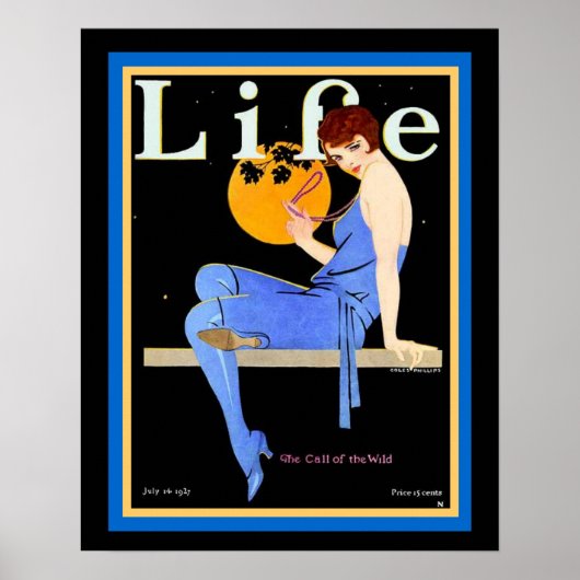 Life Flapper in Blue Juli 1927 Poster 16 x 20 (Voorkant)