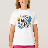life flip flop woordmeisjes t-shirt (Voorkant)