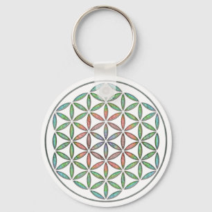 Life Flow Flower of Life Design Sleutelhanger