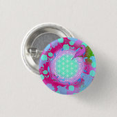 Life flower ronde button 3,2 cm (Voorkant /achterkant)