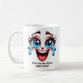 Life Gets Weird Laugh, Fabulous Eyes Funny Face Koffiemok (Links)